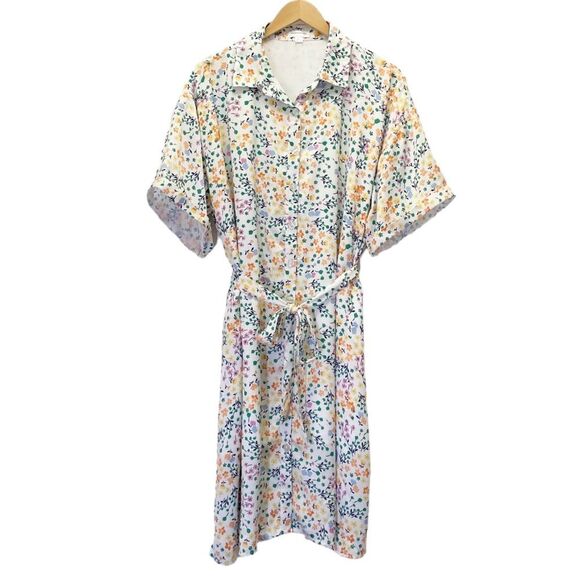 Summersalt The Do It All Belted Shirtdress in Wildflower Fields Print Size XL - Picture 2 of 13